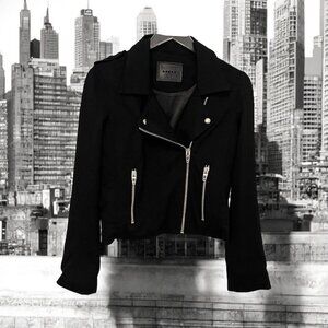 Blank NYC Black Moto Jacket Asymmetrical Zip Women’s Small Biker Stretch Office